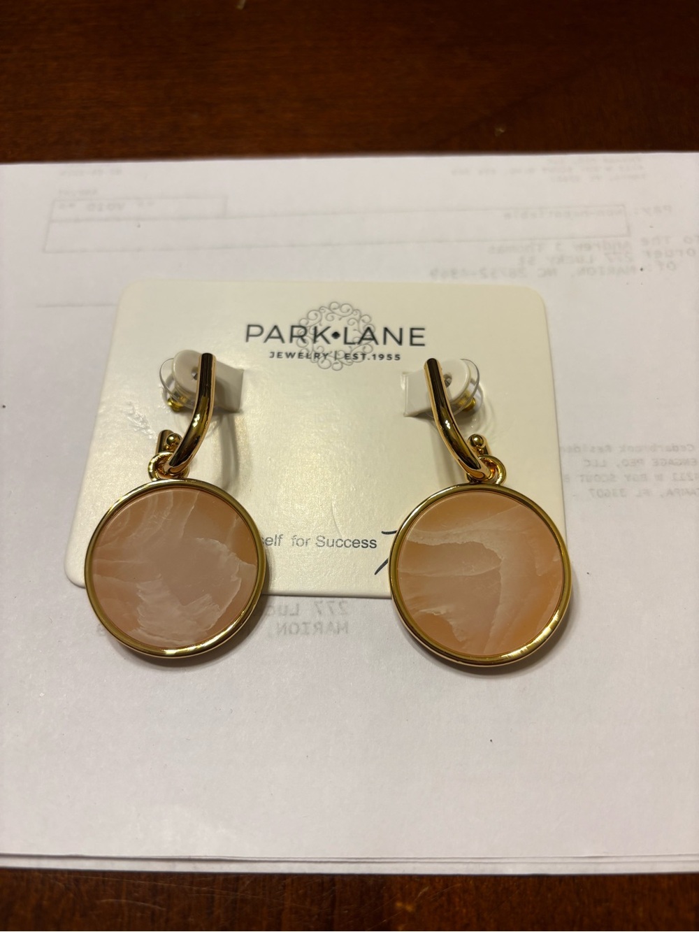 Park Lane Gold-Tone Reversible Peach/Pink Round Drop Earrings
